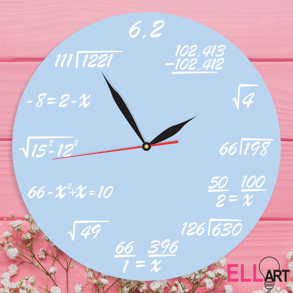 Jam Dinding Unik Rumus MTK Minimalis Pajangan Dekorasi Formula Math Vintage-BLUE