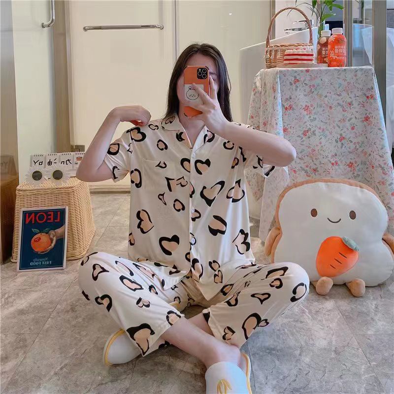 KAWAI BAJU TIDUR PIYAMA SETELAN CP KANCING LUCU IMPORT