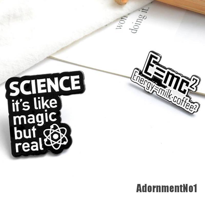 (Adornmentno1) 1pc Bros / Pin Enamel Desain Science Is Magic Warna Hitam / Putih