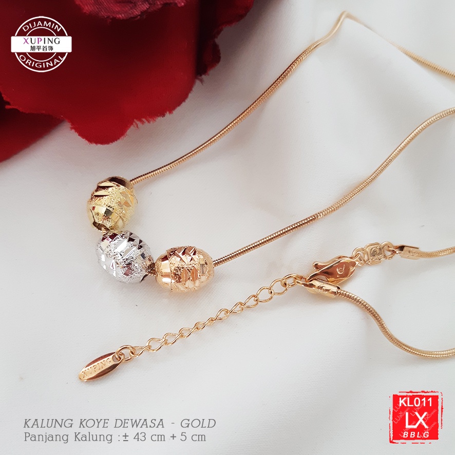 KL 011 Kalung Xuping Asli Tiga Warna Rose Gold Gold Silver Perhiasan Wanita Lapis Emas LuxxXuping