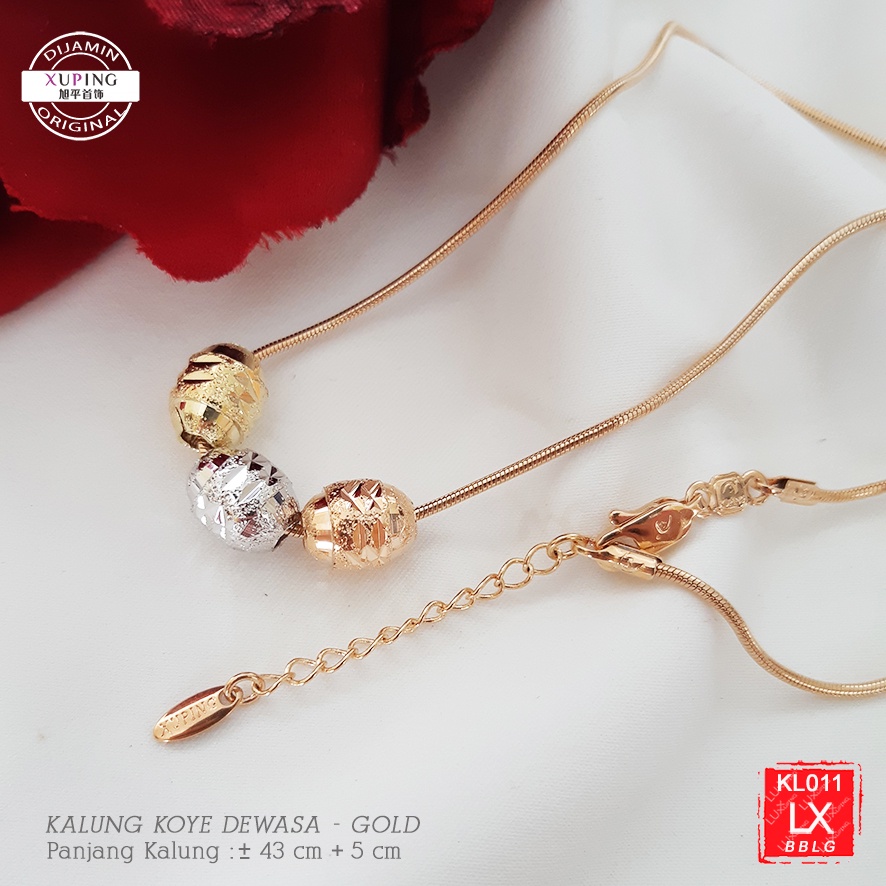 KL 011 Kalung Xuping Asli Tiga Warna Rose Gold Gold Silver Perhiasan Wanita Lapis Emas LuxxXuping