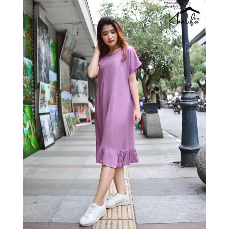 DASTER RAYON POLOS RUFFLE JUMBO | DRESS SELUTUT PREMIUM XXL REMPEL | MIDI OBLONG