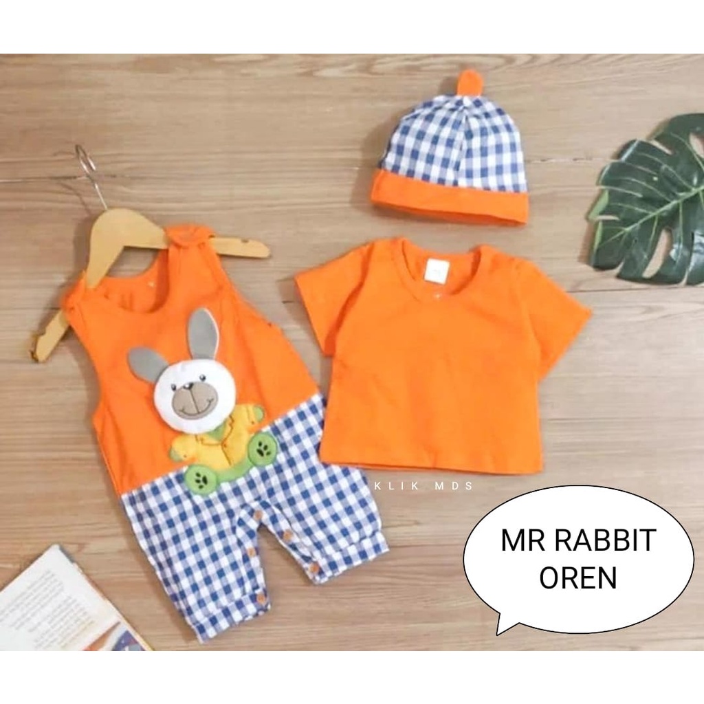 Jumper Bayi Laki-Laki 0-6 Bulan / Baju Anak Bahan Kaos Free Inner Dan Topi Motif I Am Little Tiger