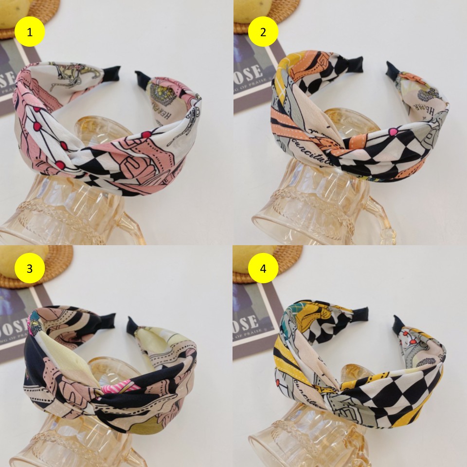 Bando Bandana Wanita Bahan Katun Simpul Corak Kartun Warna Warni Colorful (W030)