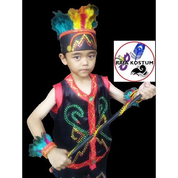 PAKAIAN DAERAH DAYAK KALIMANTAN PAUD-TK PASANGAN | BAJU ADAT KOSTUM KARNAVAL ANAK TARI TRADISI