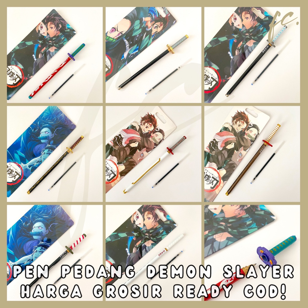 Pen / Pulpen + FREE REFILL Miniatur Pedang Besi Heavy Sword Kids Toy Pajangan Demon Slayer Kimetsu N