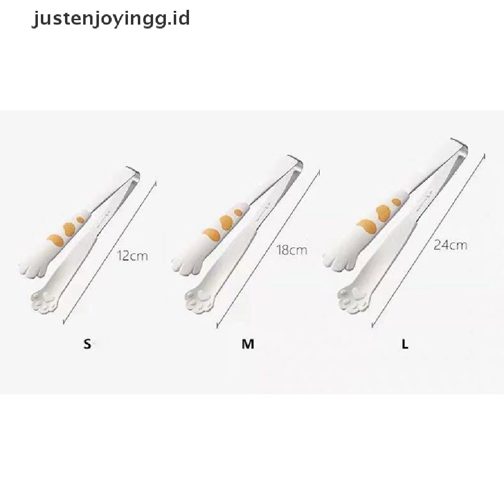 // justenjoyingg.id // Cat Paw Shape Food Tongs Cute Cartoon Meal Tongs Stainless Steel Barbecue Tongs ~