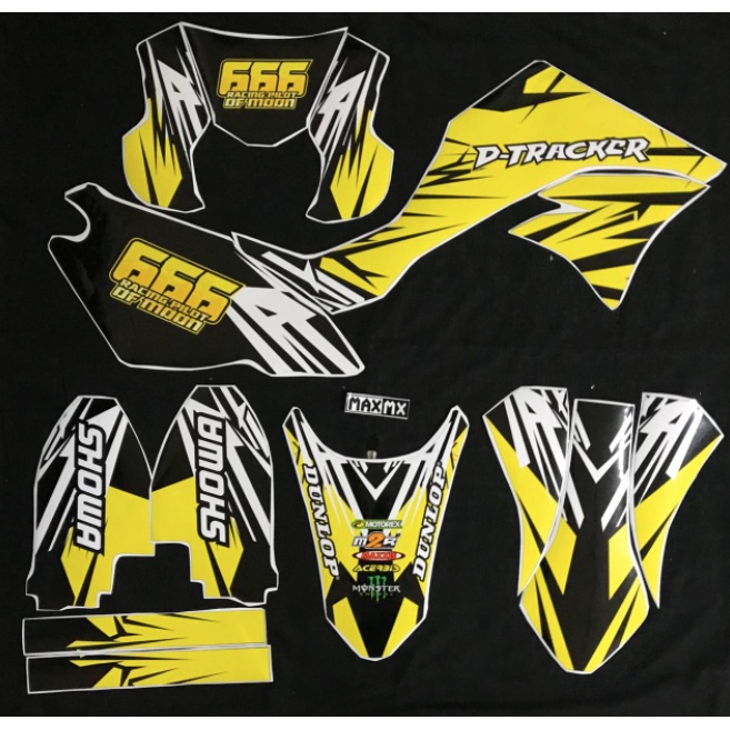 Decal Stiker KLX NEW DTRACKER Dekal Stiker Variasi striping custom fullbody kuning hitam