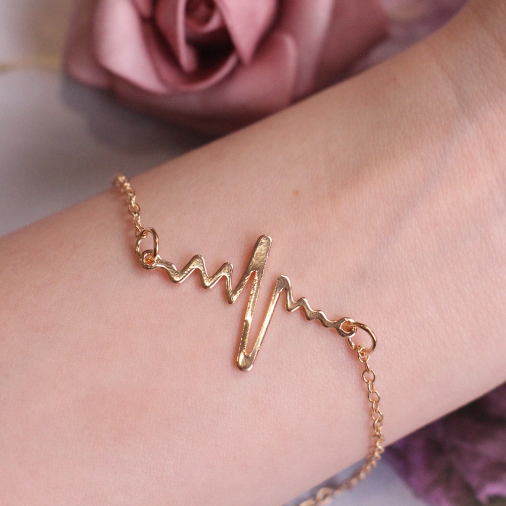 Gelang Rantai Unisex Couple Charm Electrocardiogram Fashion Korea Aksesoris Fashion