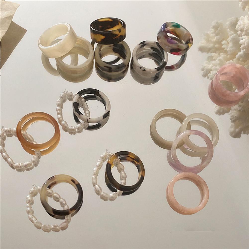 Mxbeauty Set Cincin Jari Trendy Elegan Keren Geometris Cewek Resin