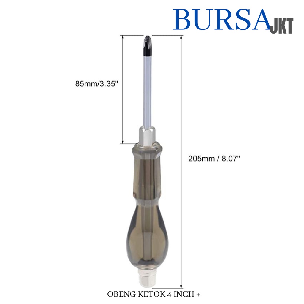 OBENG KETOK MAGNET HANDLE KARET 4 INCH  PLUS MINUS + - IMPACT SCREWDRIVER