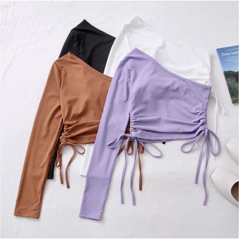 One Shoulder-off Top Long Sleeve