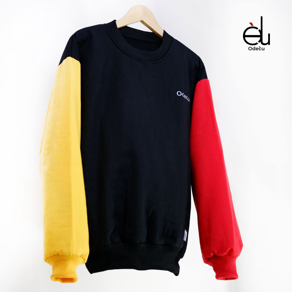 ODECU CREWNECK MIX BLACK SWEATER OVERSIZE WANITA PRIA