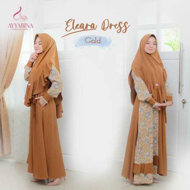 [AYYABINA] ELEARA DRESS - Gamis busui kombinasi motif - afiyahijabshop