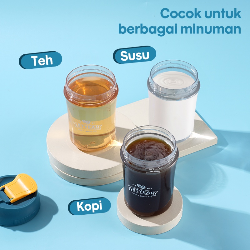 Letyeah &amp; Kaizenliving Cangkir Kopi Teh Anti Tumpah 460ML /Mug Gelas Plastik Coffee Cup BPA FREE &amp; aesthetic