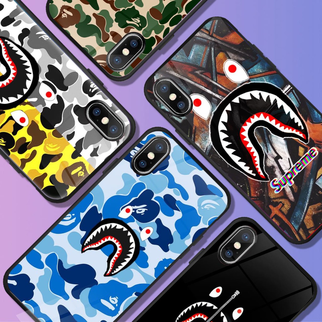 bape shark premium custom case nokia x3/3.1 plus,nokia x6/6.1 plus,nokia 4.2,nokia x71 casing glass