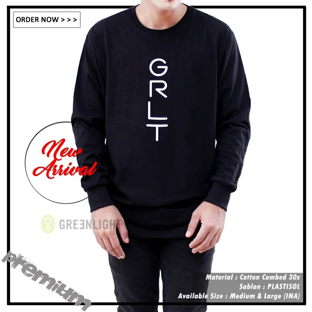 pakaian pria panjang Kaos Distro Kaos Three Second Greenlight Murah