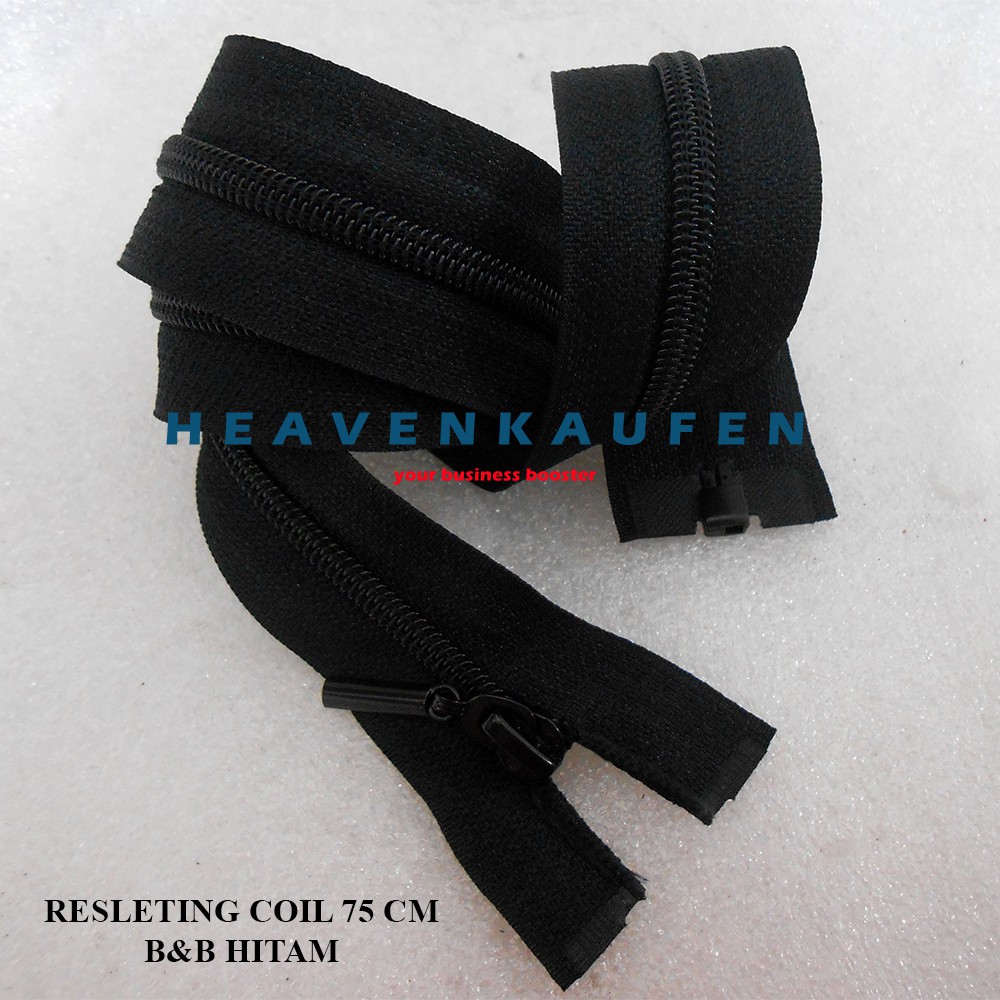 Resleting Zipper Jaket Buka Lepas 75 cm / 30 inch Hitam Coil B&amp;B Murah