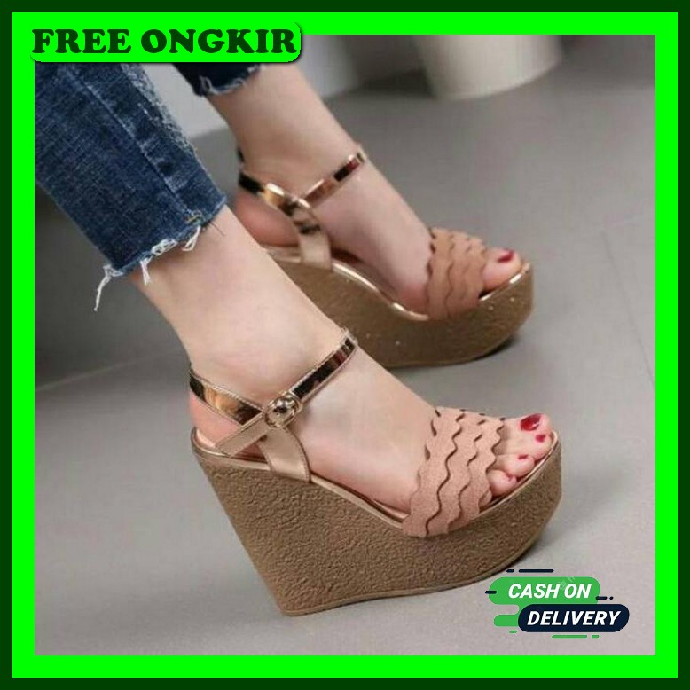 Wedges Wanita Terbaru Wedjes Korean Style Sandal Hak Tinggi Sendal Jinjit Termurah Sandal Kondangan 