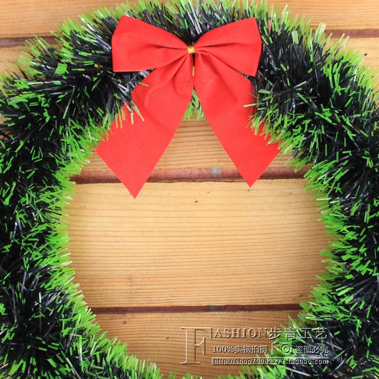 GROSIR Krans Natal 30CM Lingkaran Daun Pita Daun Hijau Slinger Natal Murah Lingkar Advent Natal Pintu