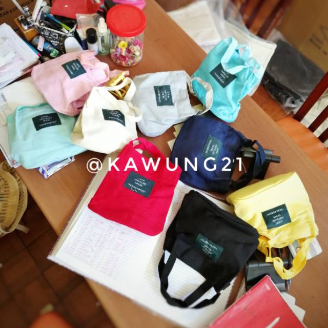 TW1840 Tas Selempang Kanvas Anak Perempuan Cewe Simpel  Warna Cantik Kasual