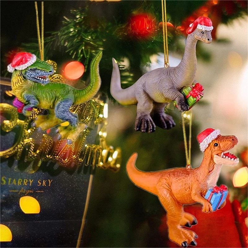 Ornamen Gantung Bentuk Kartun Dinosaurus Bahan Akrilik Untuk Dekorasi Pohon Natal