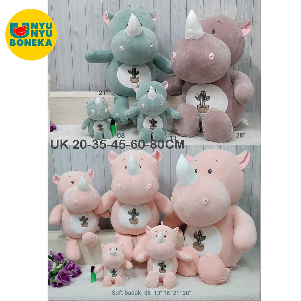 Boneka Soft Badak Bercula Rhino Kaktus Big Impor Esklusif