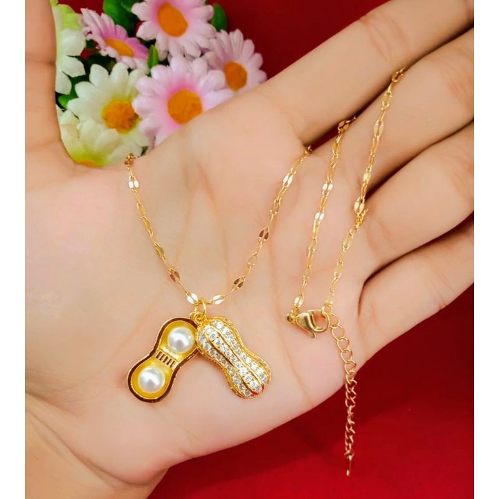 kalung plus liontin unik emas muda