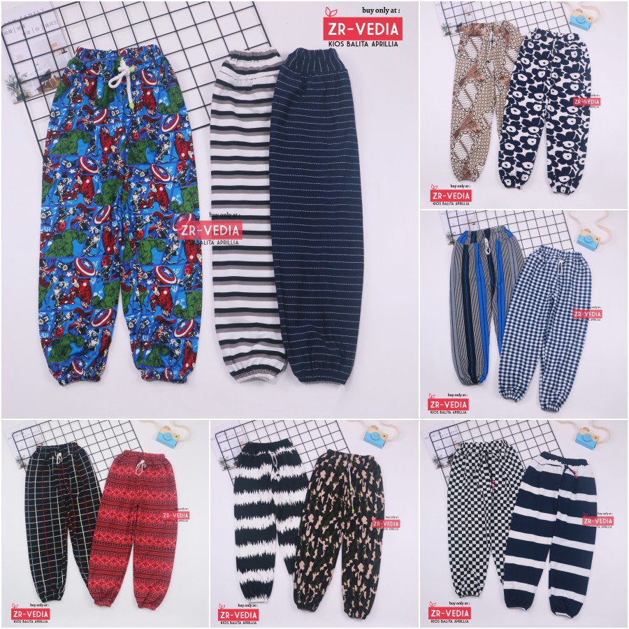 Jogger Motif Uk 7-8 Tahun / Joger Pants Celana Panjang Anak Perempuan Laki Import Grosir