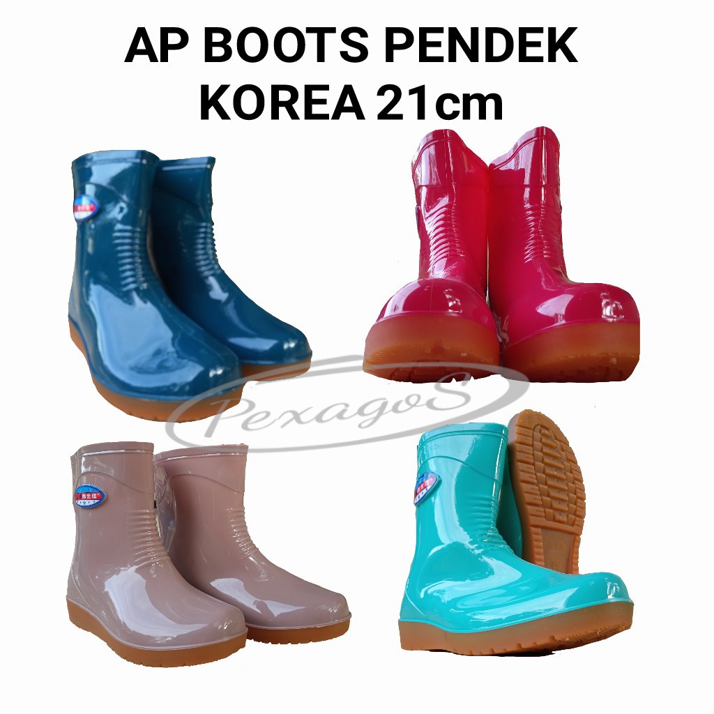 SEPATU AP BOOT CEWEK AP BOOTS WANITA PENDEK ANTI AIR SEPATU HUJAN SEPATU BOAT KARET PENDEK (21cm)