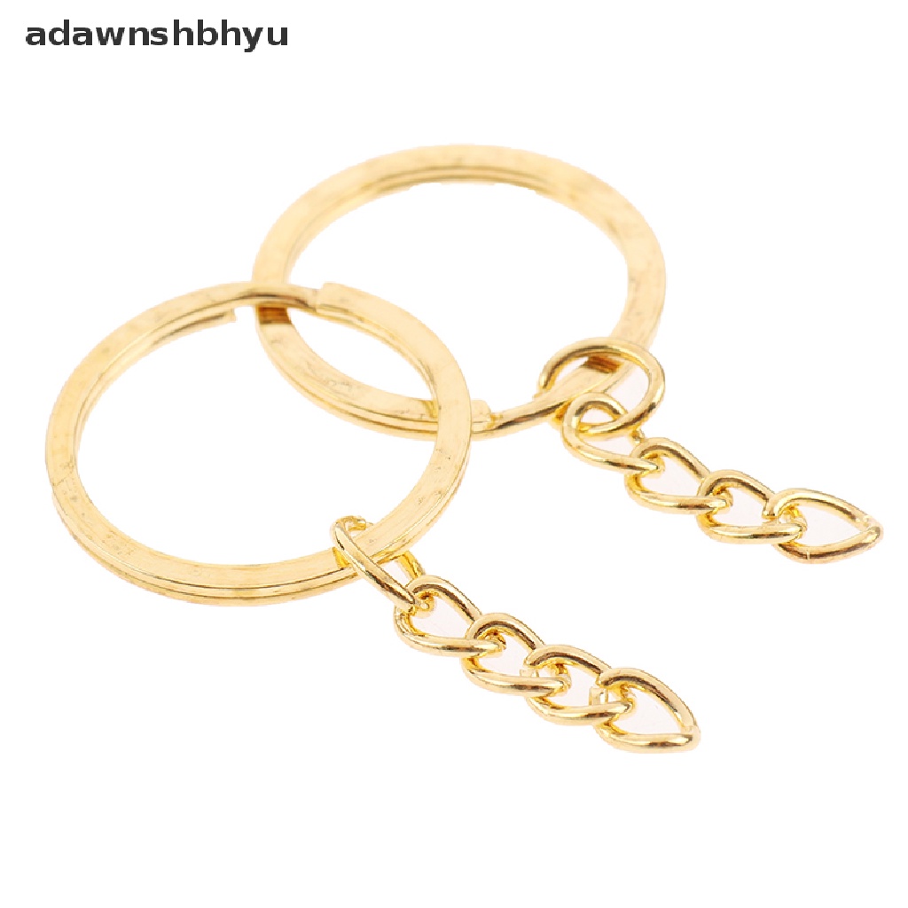 Adawnshbhyu 20pcs/lot 28mm Panjang Kunci Gold Silver Chains Key Ring Gantungan Kunci Bulat