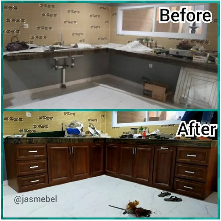 KITCHEN SET KAYU JATI SOLID LEMARI JATI