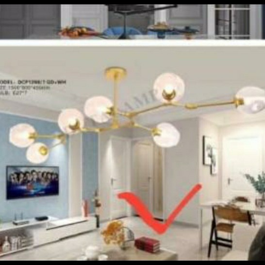 LAMPU GANTUNG HIAS MINIMALIS 7 LAMPU GOLD