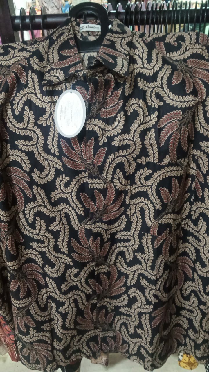 Batik Pria Size M L Xl Xxl  Bswart Batik Hrb026 Kenongo Hem Panjang Padi