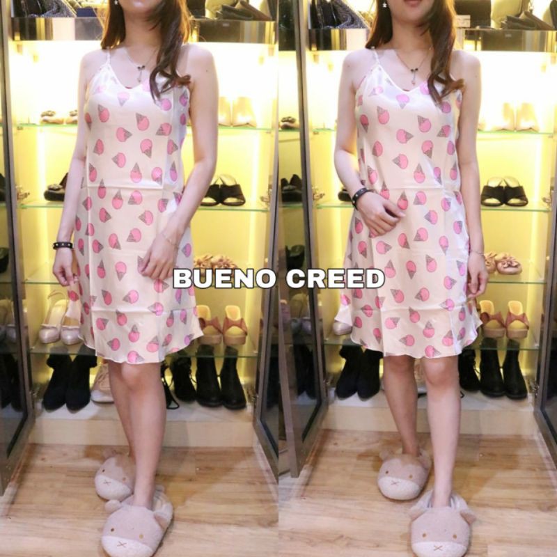 BC - Daster Satin Veluci / daster tali satu wanita-Ice Cream Pink