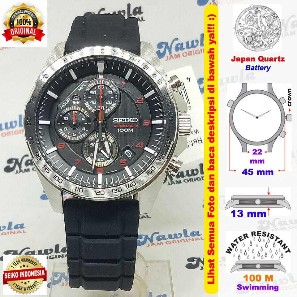 Seiko Quartz SSB325P1 Chronograph Black Dial - Jam Tangan Pria SSB325