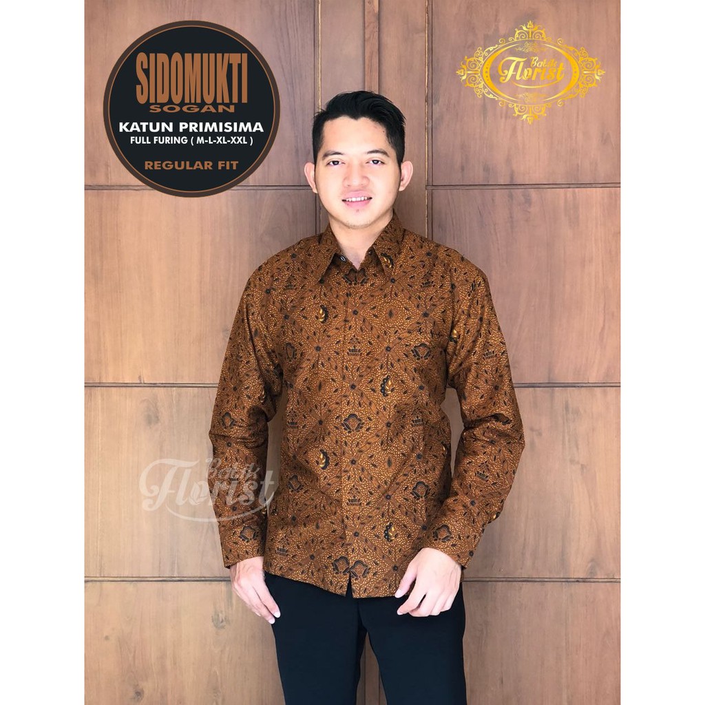 SIDOMUKTI SOGAN Kemeja Batik Pria Full Furing Katun Primisima