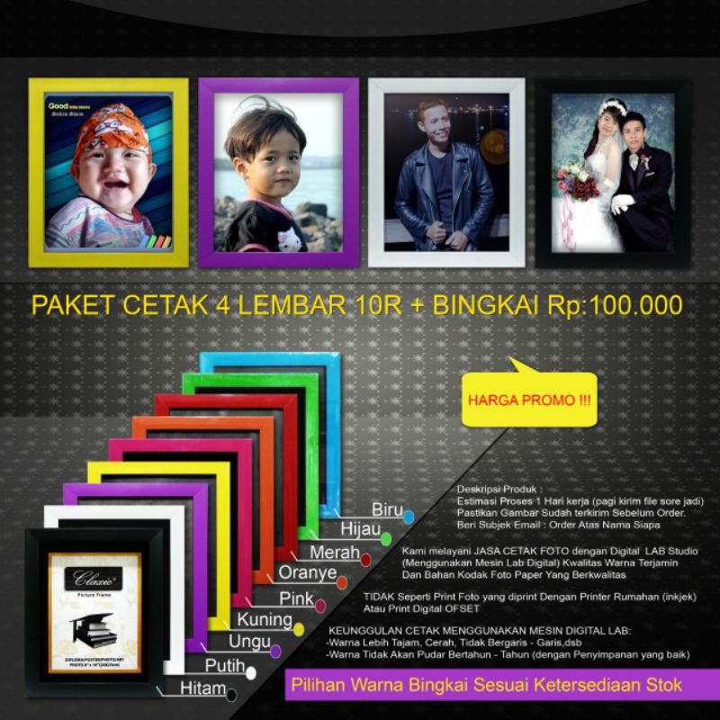 Bingkai Foto 10R FREE Cetak foto