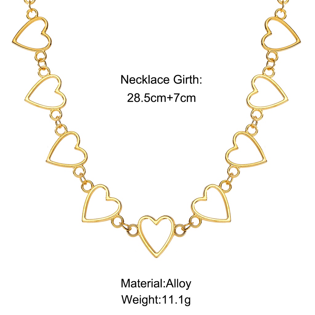 Kalung Desain Hati Hollow Warna Emas Gaya Korea Untuk Aksesoris Perhiasan