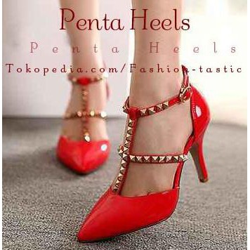 Super Murah High Heels Murah Penta Heels Sm124 Merah Sepatu Wanita Hak Tinggi Kece