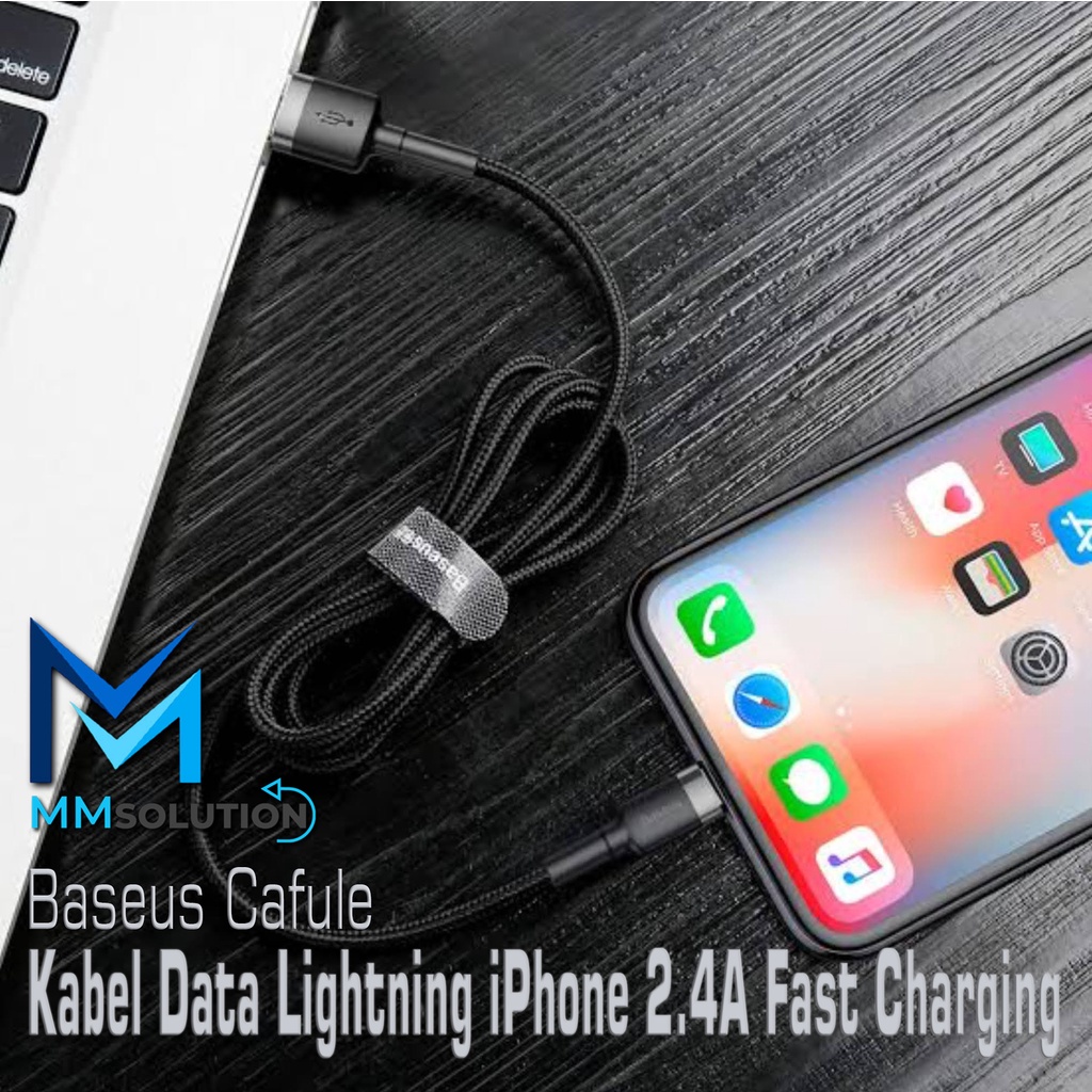 Kabel Data iPhone Baseus Original 2,4A Fast Charging Kevlar Lightning 1Meter