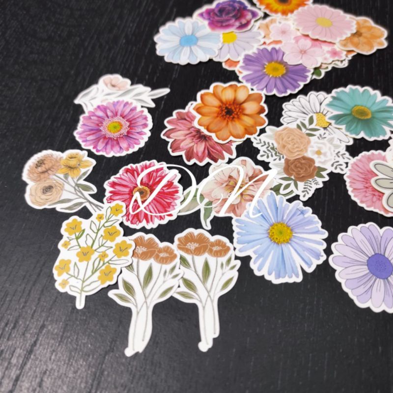 

Stiker kertas glossy bunga vintage 33pcs sticker accesoris gambar bunga warna cantik