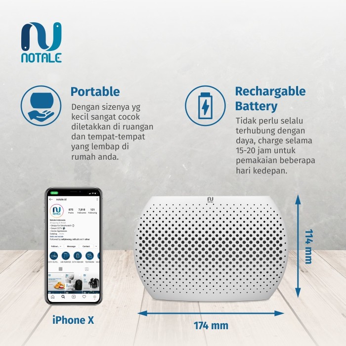 Mini Dehumidifier Notale Air Humidity Dryer Portable Penyerap Kelembapan Udara - Garansi Resmi