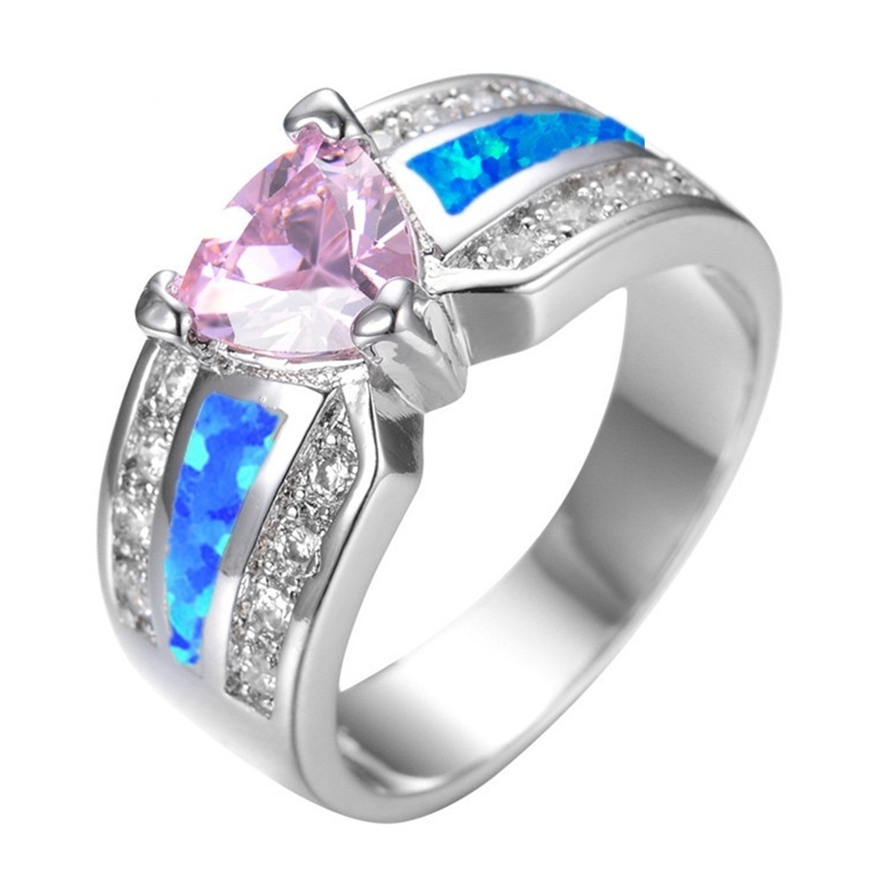 New European and American fashion pink love opal ring