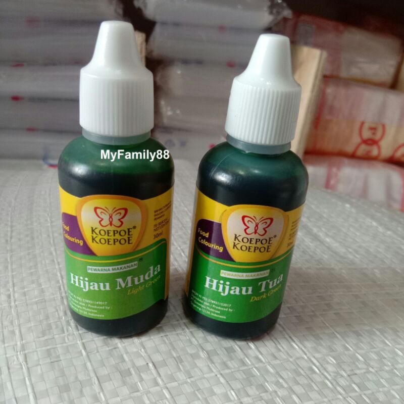 

Koepoe Koepoe Pewarna Makanan Hijau Muda | Hijau Tua 30 ml (MF8)