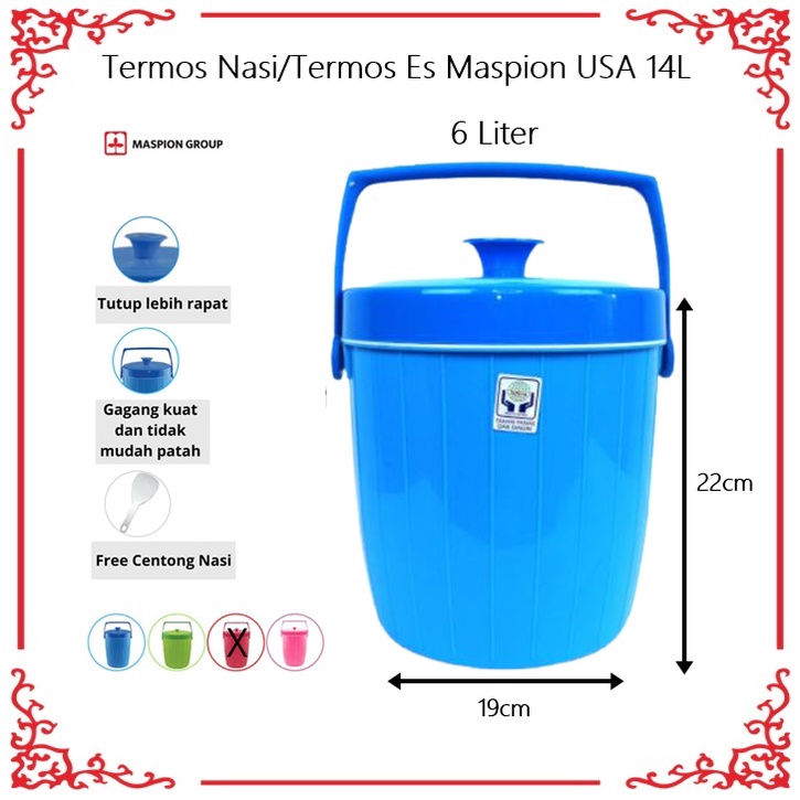 Termos Nasi/Termos Es/Ice Bucket Maspion USA 6 Liter