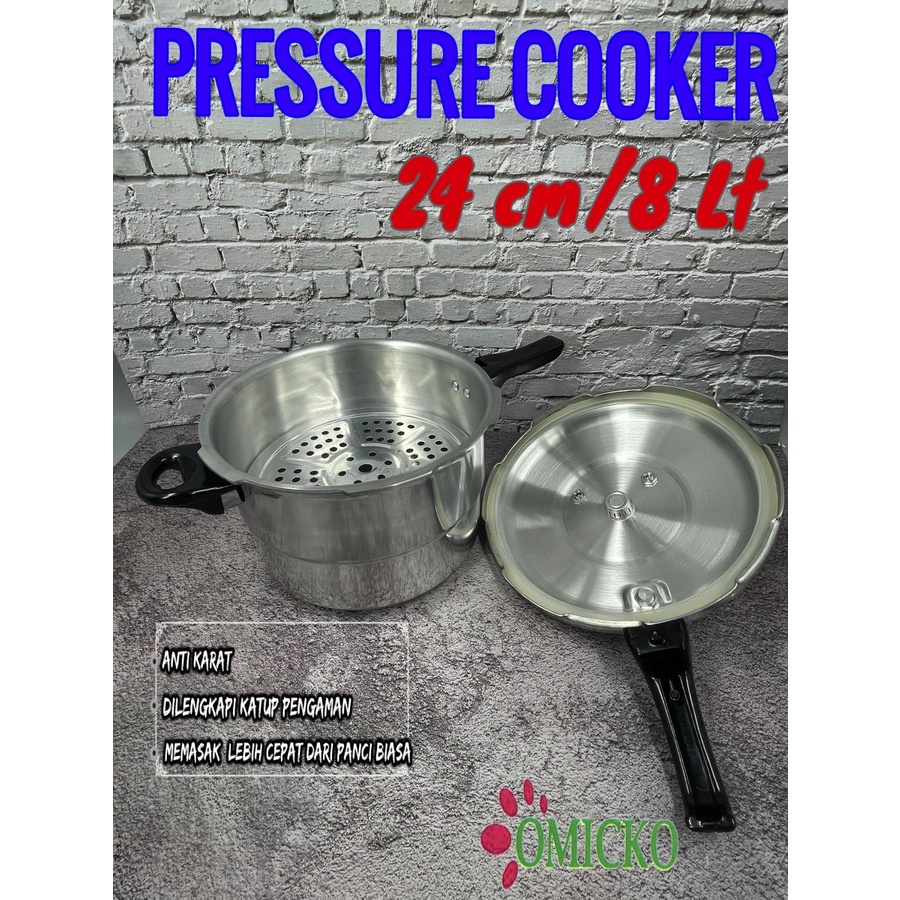 PANCI PRESTO OMICKO 24 CM/ 8 LITER PRESSURE COOKER PANCI PELUNAK TULANG BANDENG