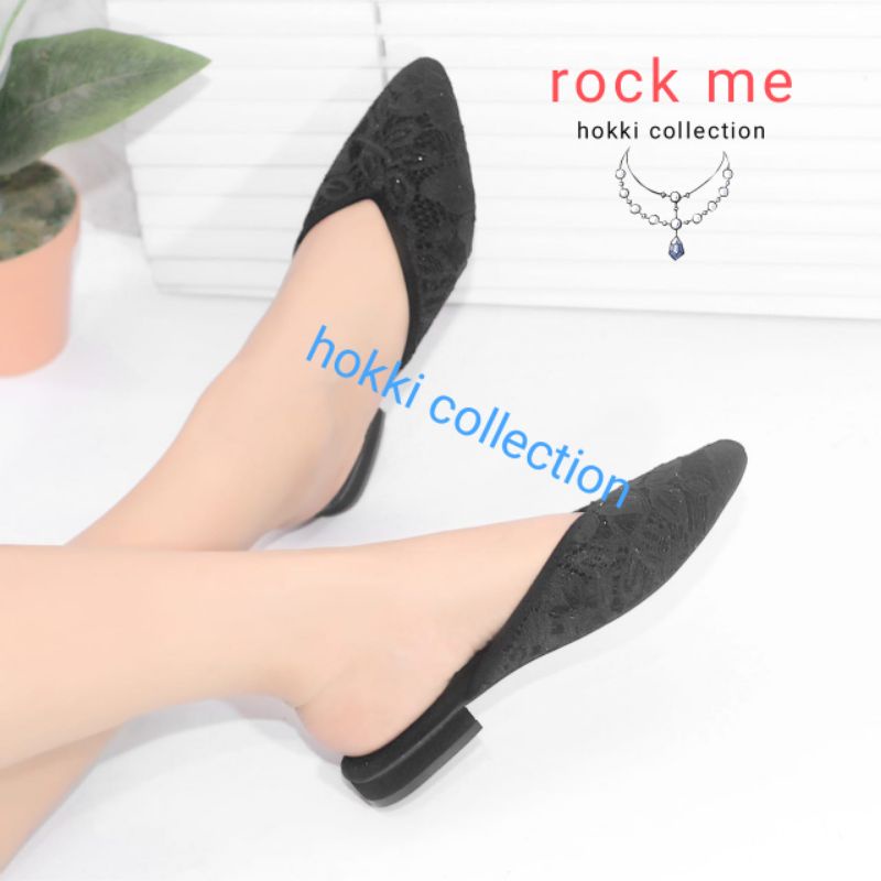 Sandal selop pesta brokat wanita terbaru hak 1 cm by rock me