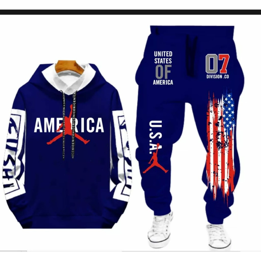 BISA COD // ARPIOS SHOP // STELAN AMERICA - SETELAN KEREN SATU SET ( HOODIE + JOGGER ) MODEL TERBARU