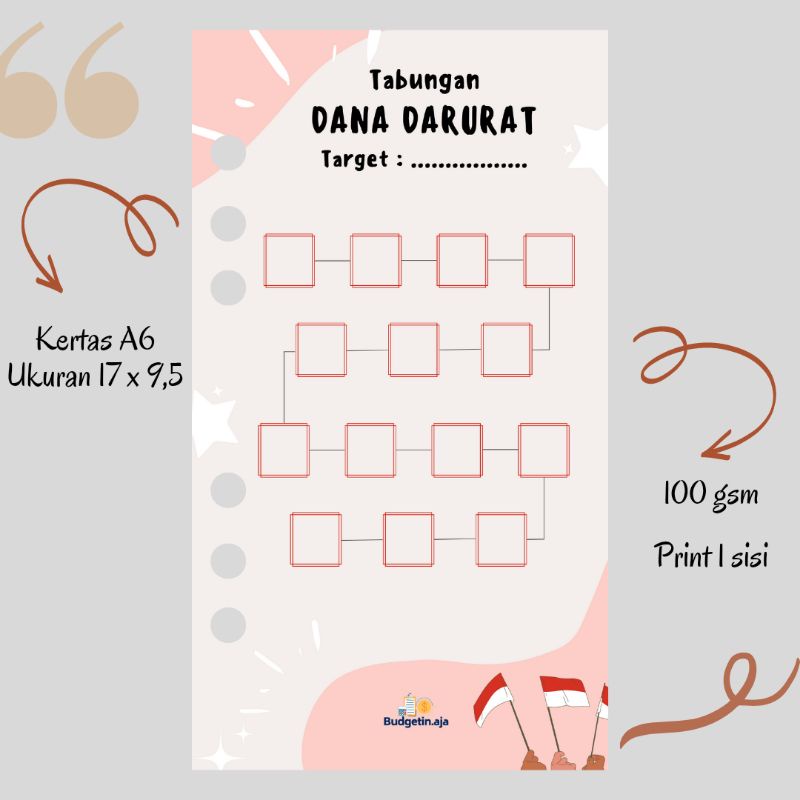 

kertas Saving Challenge A6 Dana darurat